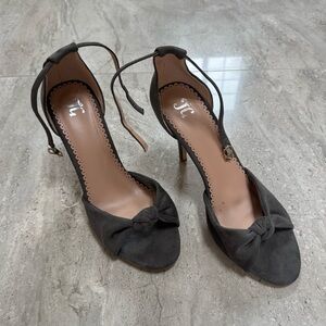 Knot Front Ankle-Tie Heels in Gray